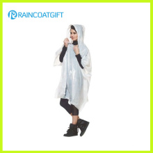 Erwachsene wiederverwendbare weiße PVC Regen Poncho Rpe-045